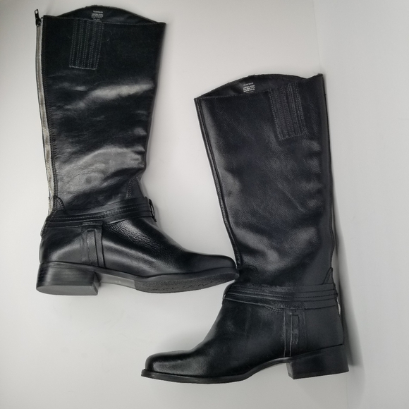 MATISSE NWOT Wide Calf Black Leather Moto Riding Boot with Back Zipper - Picture 5 of 9